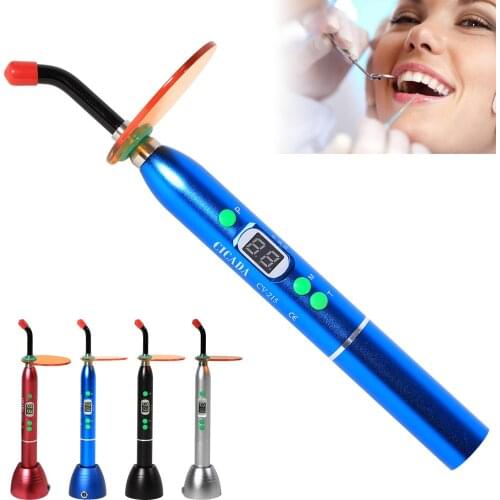 Dental LED Curing Light Lamp High Power/Brilliance Pure Blue Light Wireless Cordless D2 Three Type Mode 1800mW