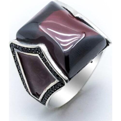 Gorgeous Design Red Zircon Silver Ring