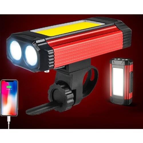 Bike Headlight 7 Modes USB Charging Waterproof 3 In 1 Multifunction Bicycle Front Light Work LED Power Bank Flashlight N012A