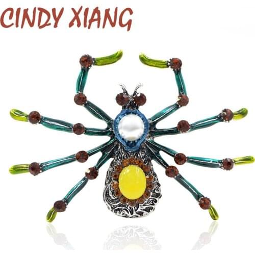 CINDY XIANG 2 Colors Available Big Spider Brooches for Women Vintage Style Fashion Insect Brooch Pin Party Accessories Good Gift