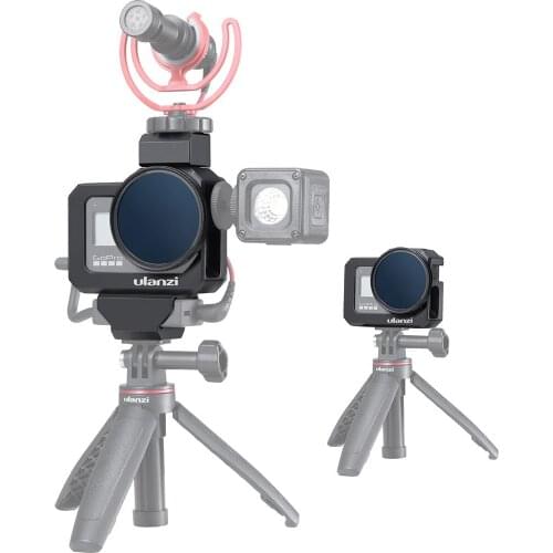 G8-5 Action Camera Video Cage for GoPro Hero 8 Black Vlog Case Housing Aluminum Alloy with Dual Cold Shoe Mount Adapter