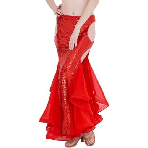 Sexy Mermaid Skirt Belly Dance Costume Belly Dance Skirt For Women Slit Chiffon Skirt sequins embroidery performance Maxi skirt