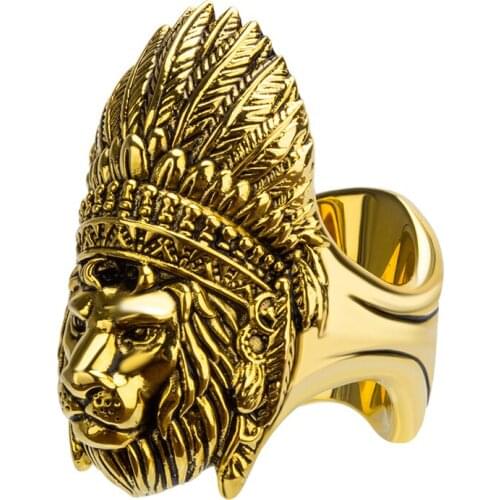 LUBINSKI Golden Cigar Holder Sterling Copper Ring Jewelry Indian Lion Pattern Portable Cigar Cigarette Travel Stand For Cohiba