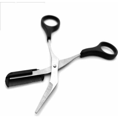 1PC Stainless Steel Eyebrow Trimmer Grooming Eyelash Thinning Shears Comb Face Hair Scissor Clip Cosmetic Makeup Tool 12.8cm