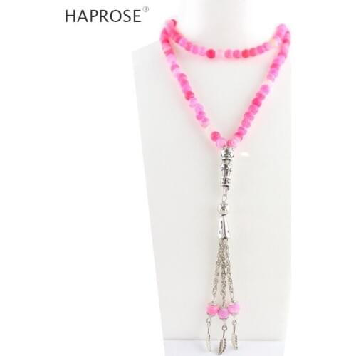 100% Natural agate weathering rose Red bracelets Prayer Islamic Muslim tasbih Allah Rosary agate 99 beads 6-10mm necklace gift