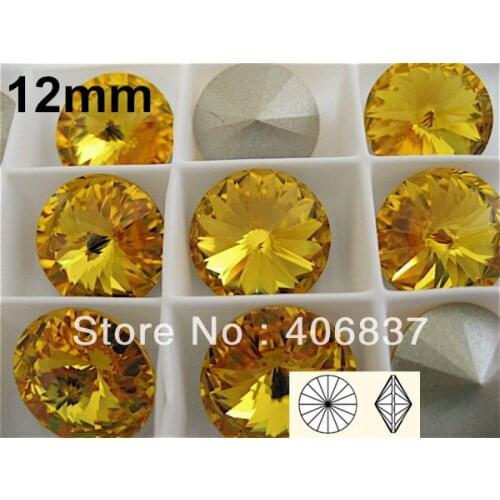 200pcs/Lot, 12mm Topaz Crystal Rivoli Stones, Free Shipping! Chinese Top Quality Crystal Rivoli