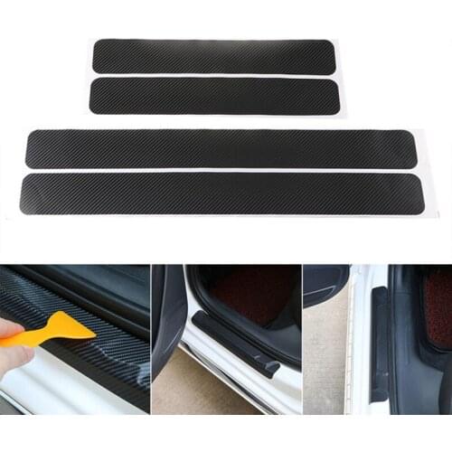 4 Pcs Universal Car Styling Door Scuff Sill Plates Step Plate Protector Carbon Fiber Style For Chevrolet Cruze Sedan Decoration