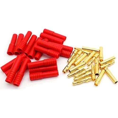 5 Pairs HXT 4mm Bullet Connector Gold-Plated with Protector 90A+ Rated with 2-Pin Connector Sleeves