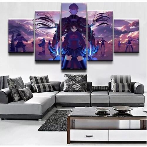 5 Pieces Fate Stay Night Pictures Wall Artwork Modular Anime Poster Painting Canvas For Living Room Decoration