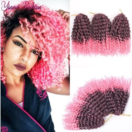 8Inch Ombre Pink Short Marley Bob Hair Braids Synthetic Kinky Curly Braiding Hair 3PC/Pack Crochet Marley Braids Hair Extensions