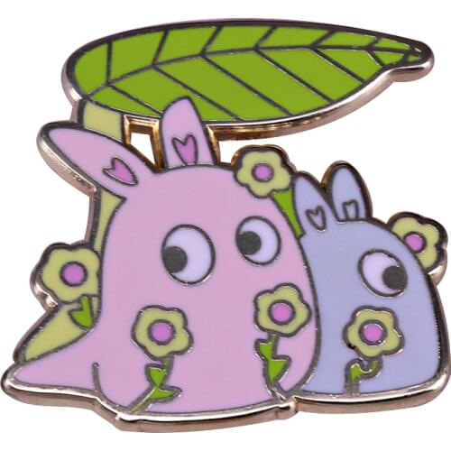 Ghibli Anime My Neighbor Totoro lapel Pin Bunny Rabbit Flower Brooch