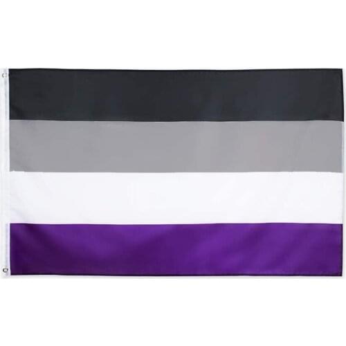 Asexual Pride Flag Gay Rainbow Banner 3x5 Ft LGBT Polyester Vivid Color & Brass Grommets Indoor Outdoor Decoration Party
