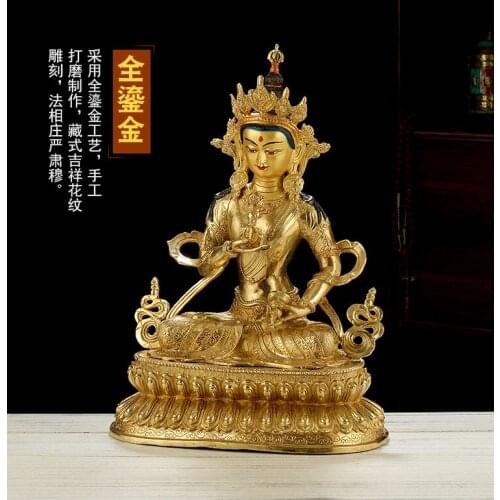 LARGE HUGE 45CM 2021 HOME TEMPLE EFFICACIOUS PROTECTION TALISMAN GOLD GILDING NAMO GURU VAJRASATTVA VAJRA BUDDHA BRASS STATUE