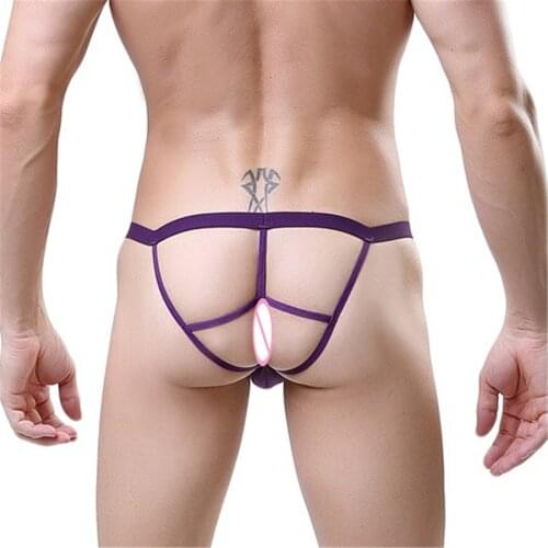 Brand Men G Strings Mens Gay Underwear Hollow Back Man Sexy Underwear Nylon Boys String Bikini Underpants