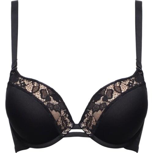 YBCG Lace Patchwork Women Bra Large Size Padded Push Up Swell Underwear Convertible Adjusted Straps A B C D DD E Cup 30-44 Size