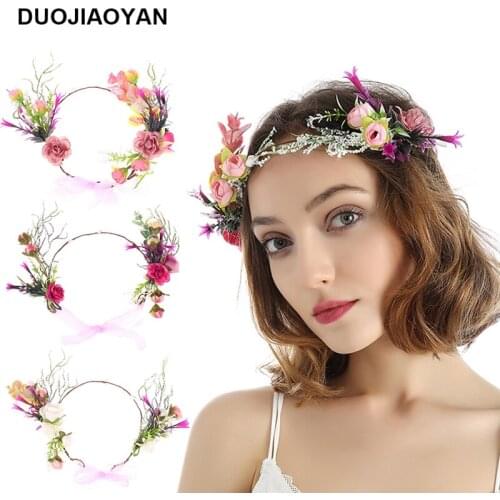 DUOJIAOYAN European and American fashion festival headband artificial flower wreath wild personality wreath simple headdress