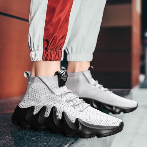 Chunky Sneakers High Top Men Shoes Breathable Running Jogging Mens Trainers Black Size 39-46 White Sports Shoes For Male Summer