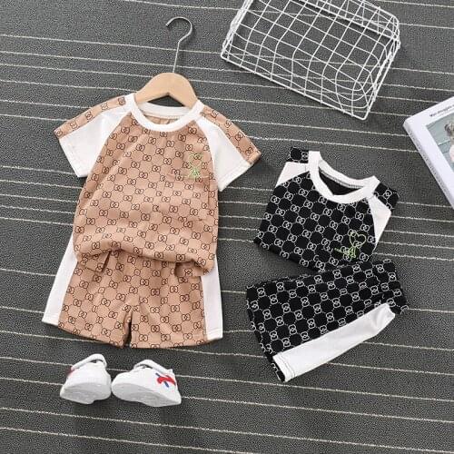 Cool Kid Boys 2021 Summer Clothes Outfit Fashion Print Short-sleeved T-Shirt+Shorts 2PC/Set Casual Infant Children Clothing