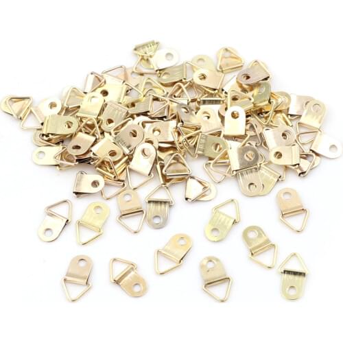 100pcs Easy To Hang Golden D-Ring Hanging Hooks Hangers Picture Oil Painting Mirror Frame Hooks Hangers Wholesale