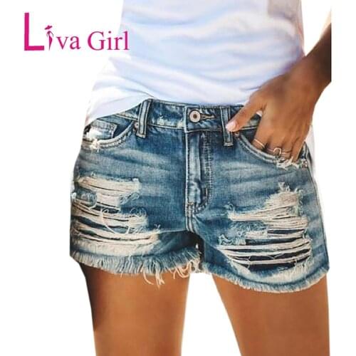 LIVA GIRL Woman Summer High Waist Tassel Hole Denim Shorts 2021 Female Plus Size Temperament Casual Pocket Srtaight Hot Pants