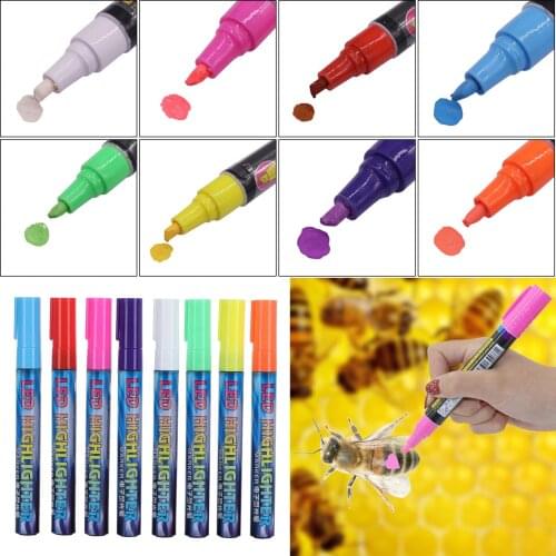 Queen King Bee Marker Pen 8 Colors Optional Queen Bee Marking Pen Bevel Beekeeping Tools