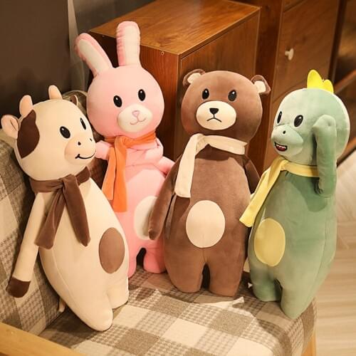 Kawaii animal plush dolls kids stuffed toys for children soft comfort sleeping pillow Cows/rabbit/dinosaur/teddy bear