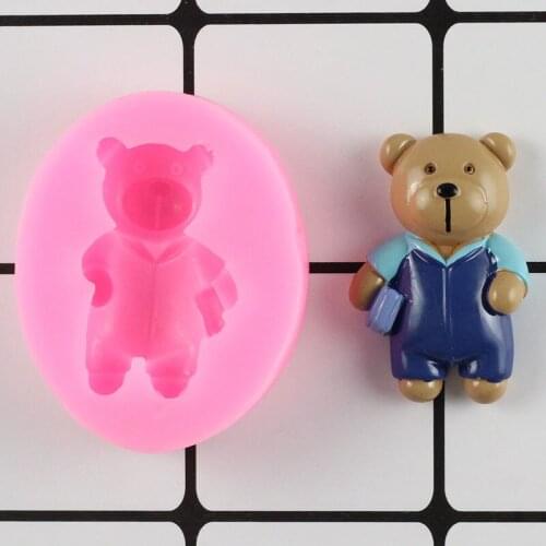 Cute Bear Cupcake Topper Silicone Mould DIY Birthday Party Fondant Cake Decorating Tools Candy Resin Clay Chocolate Moulds