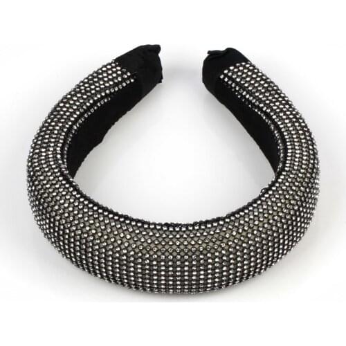 Fashion New 2021 Big Chunky Rhinestone Hairbands for Women Florate Brand Party Thick Sponge Head Hoop Band Jeweled Accessories