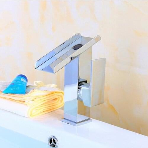 Fashion hotel copper sink basin faucet waterfall, Bathroom wash basin faucet chrome plated,Single hole toilet basin faucet mixer