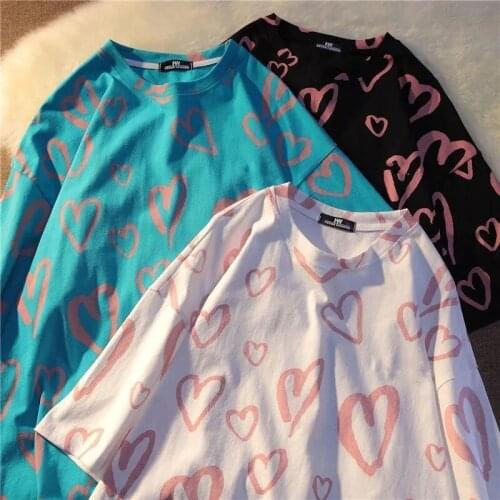 2021 new love short-sleeved T-shirt summer Korean loose thin student half sleeve clothes