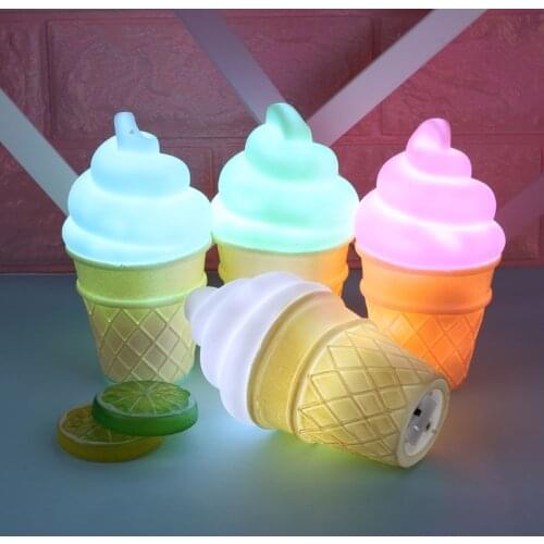 Novelty Ice Cream Cone Shaped Night Light Desk Table Lamp Kids Children Decor Lovely lighting toy