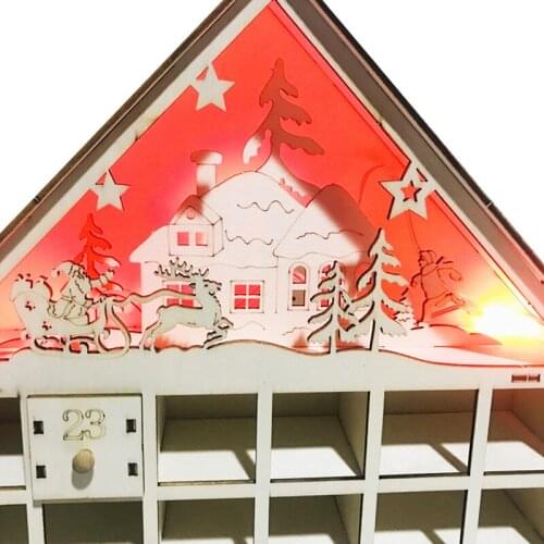 Countdown Christmas Party Decor Christmas DIY Wooden Countdown Advent Calendar With LED light Ornament Decor