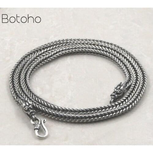 New Dragon necklace for man real S925 pure silver six-character proverb buckle stylish Thai silver man necklace handmade