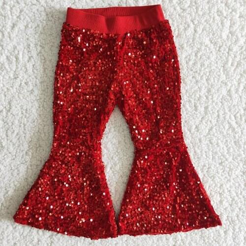 Fashion Baby Girls Sequin Pants Hot Sale Bell Bottom Pants Long Boutique Wholesale Girls Trousers Girls Boutique Pants Sequin