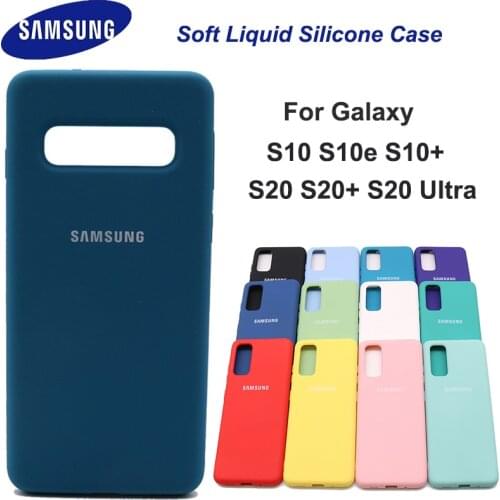 Samsung Silicone Cover Soft Liquid Silicone Case for Galaxy S10+ S10E S10 S20 Plus S20Ultra S20 With Logo&Buttons