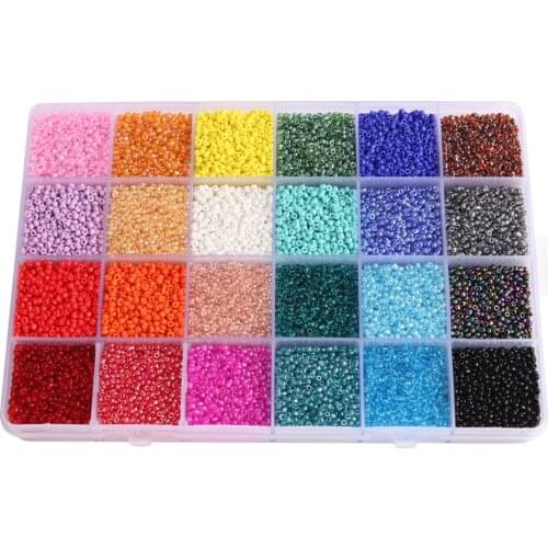 Lucia Crafts 24 Color 2mm Glass Loose Beads With Hole For Chain Necklace Women Jewelry Making F0810