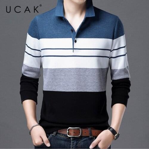 UCAK Brand Casual Cotton Turn-down Collar T Shirt Men Clothes Spring New Arrivals Streetwear Long Sleeve T-Shirts Clothing U5372