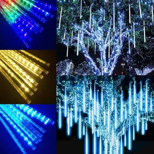 3set 30/50cm 8 Tubes Waterproof Meteor Shower LED String Lights Outdoor Christmas Decoration for Home Tree Solar Street Garland