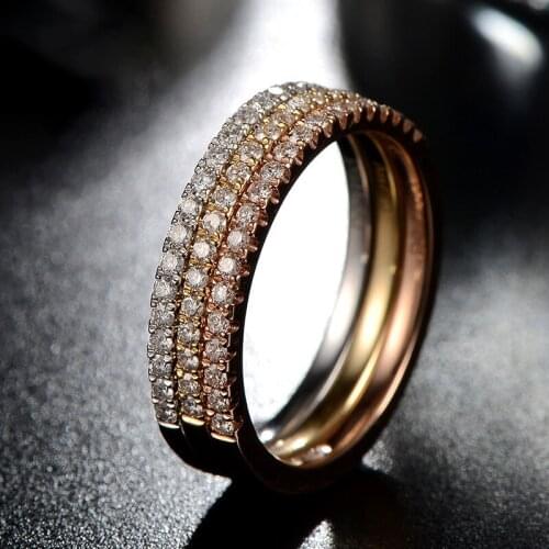 Japanese And Korean Version Of The Single-row Crystal Engagement Ring Fashion Simple Female Romantic Birthday Gift