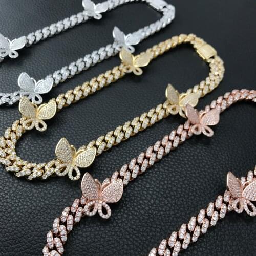 Hip hop jewelry cuban link chain Butterfly chain