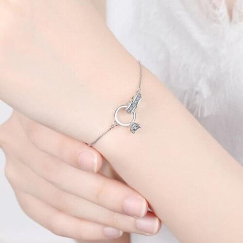 Trendy Heart Double Circle Geometric Charm Bracelets For Women Zircon Bracelet Pulseira Feminina Valentines Day Gift