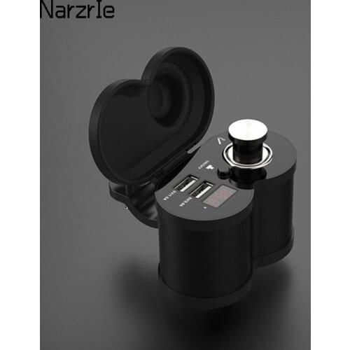 12V Car Motorcycle USB Charger Cigarette Lighter Socket Splitter LED Digital Voltmeter 5V 3A 1.5A Phone Fast Charger with Switch