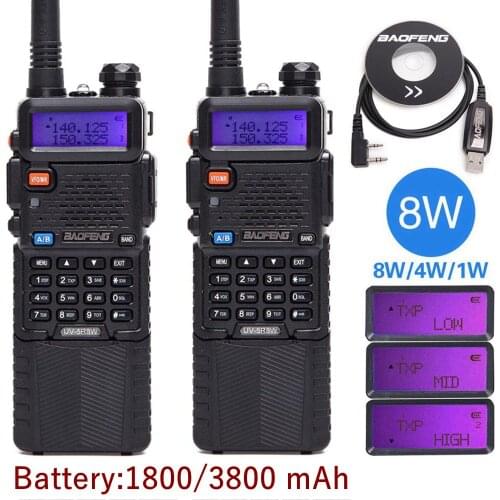 2 PCS Baofeng UV-5R 8W powerful high 10km long range Dual Band uhf/vhf Walkie Talkie 8 watts Upgrade of UV 5R Two Way Radio