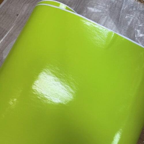 50CM*152/200/300CM Glossy lime green Vinyl Film lime green Gloss Car Wrap Foil With Air Release Motorbike Car Sticker