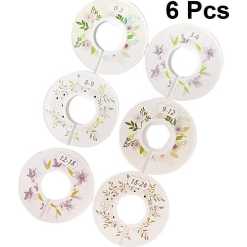 6pcs Baby Clothes Size Dividers Round Plastic Clothing Hanger Separation Circle Size Buckles for Wardrobe Shopping Mall