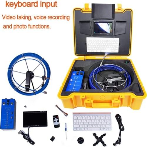 7 '' LCD Screen Pipeline Sewer Inspection Camera System 20m Coil Cable 25mm Lens With Keyboard Function