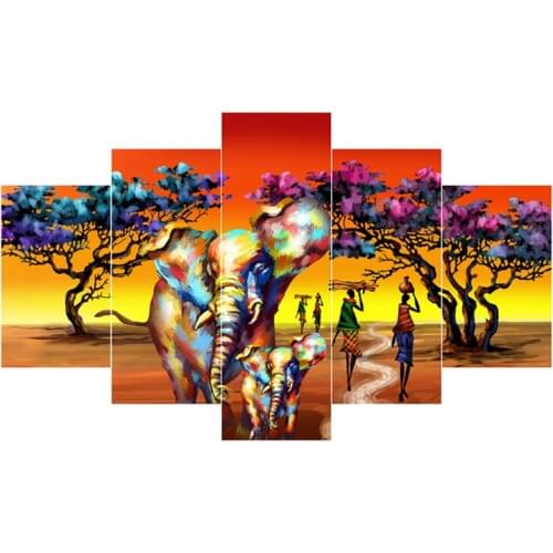 African elephant grassland 5pcs 5d diy diamond painting mosaic art,full square Diamond embroidery,Diamond puzzles Y2786