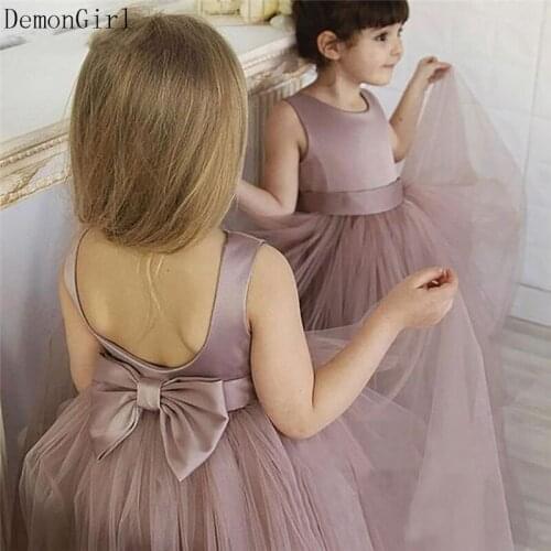 Dusty Pink Flower Girl Dresses for Wedding Pleated Top A-Line Children Celebrity Dress Birthday Party Gown Size 1-14Y