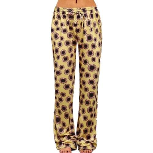 Women Wide Leg Long Pants High Waist Drawstring Trousers Leopard Pattern Plaid Printing Casual Loose Straight-Leg Fashion New