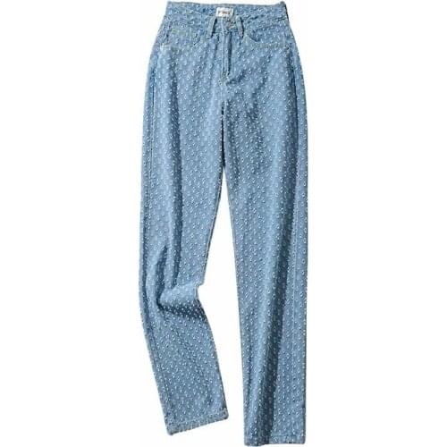 Womens New Spring and Summer Light Color Straight Tube High Waist Floor Dragging Little Pants DLZK533